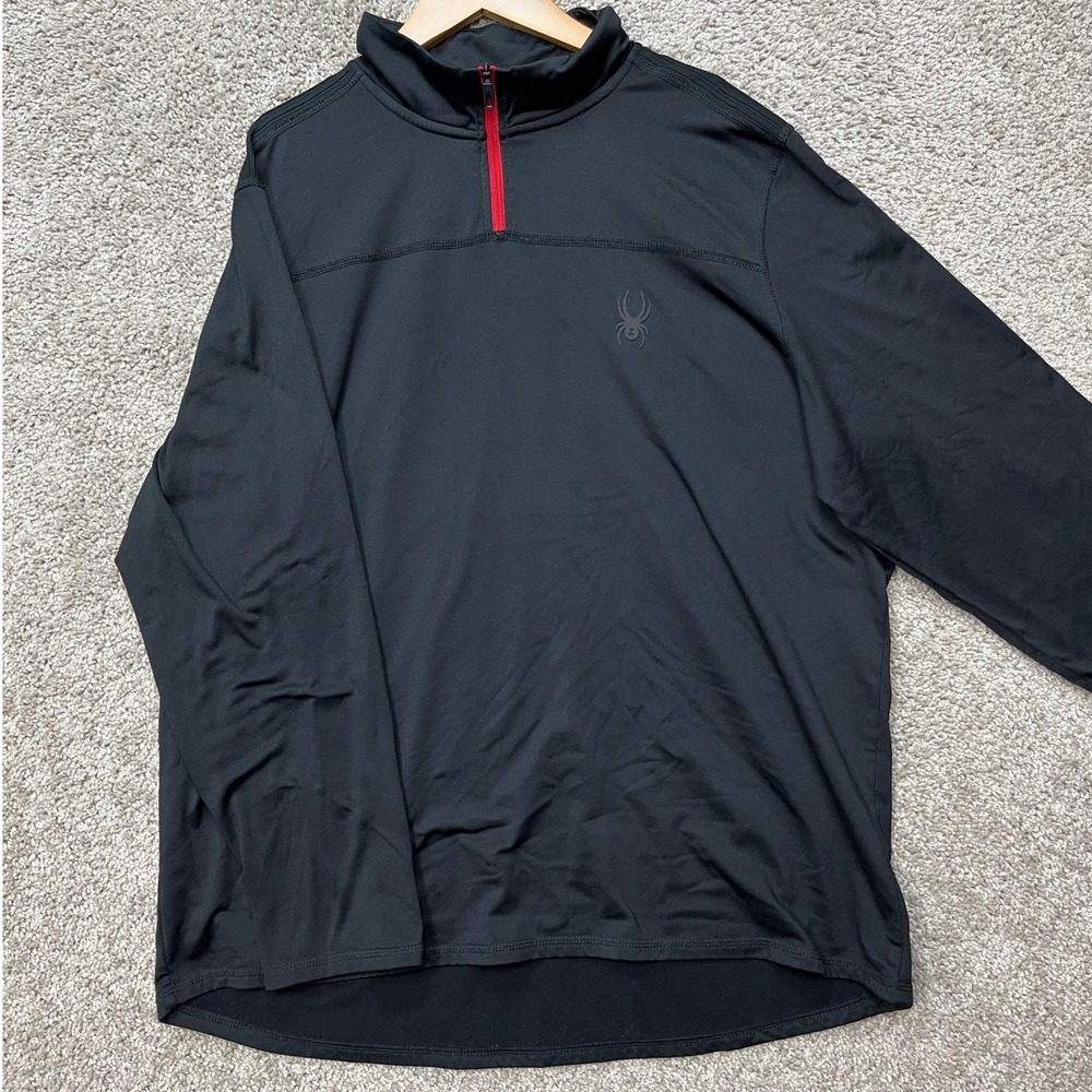 Spyder Pullover Mens Large Black Long Sleeve 1/4 Zip ProWEB Active Fleece EUC